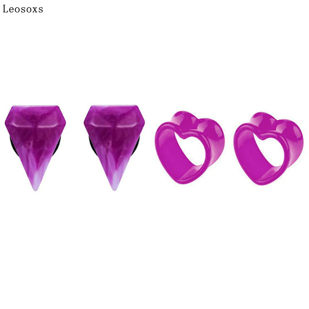 

Leosoxs 4 Pcs 6mm-20mm Acrylic Love Ear Pinna Human Body Piercing Jewelry Europe and America Plugs Tunnels Earrings