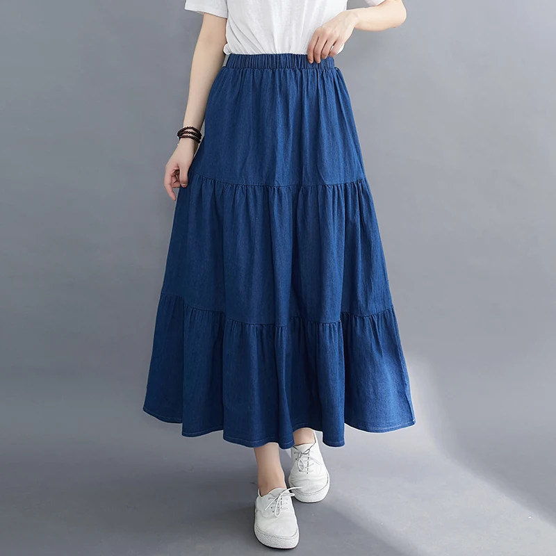 

COIGARSAM Casual Women Skirt Summer Skirts Light Dark Blue 5160