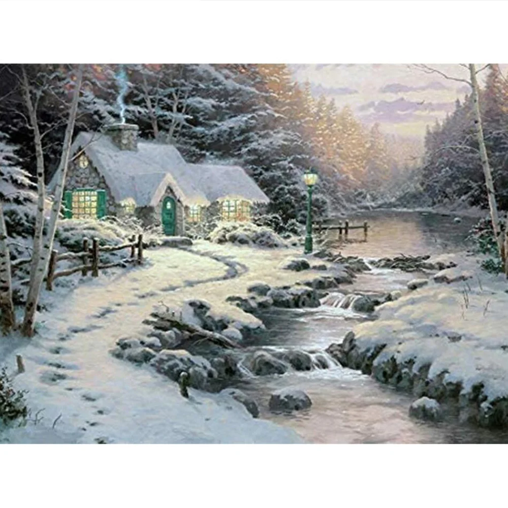 

KAMY YI DIY 5D полный квадратный/круглый зимний пейзаж фоторека мозаика снег вышивка крестиком домашний декор