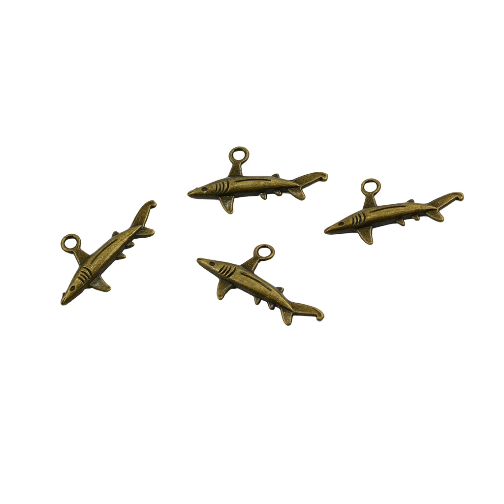 50 шт. античные бронзовые мини подвески в виде акулы для древних ювелирное изделие