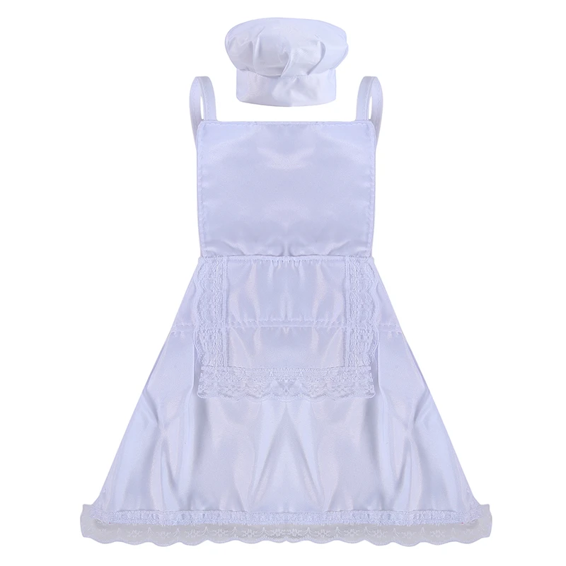Delantal de sombrero para reci&eacute;n nacido, accesorio de fotograf&iacute;a, bonito delantal de Chef para beb&eacute; y sombrero para ni&ntilde;os, disfraces de Chef, cocinero blanco, disfraz para foto-3