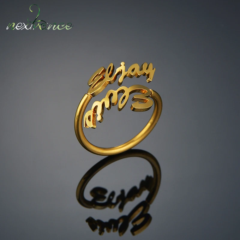 Nextvance на заказ два имя кольцо персонализированные одно одного сердца кольца для