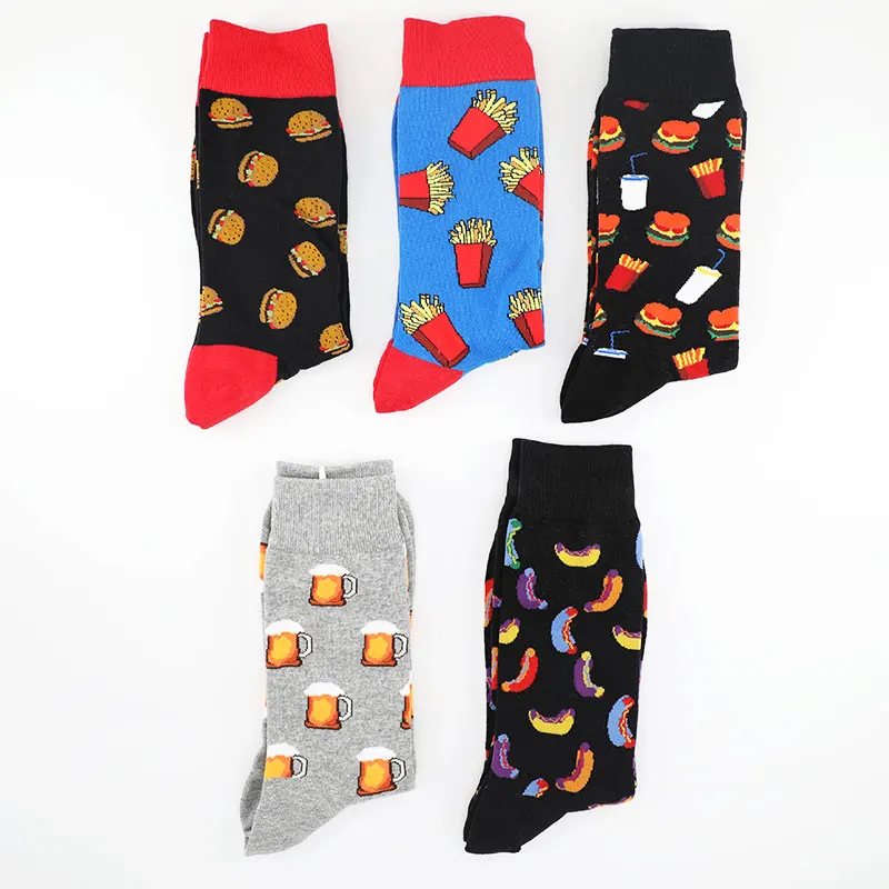 Модные счастливые носки бургер фри пивная кружка мужские забавные женские