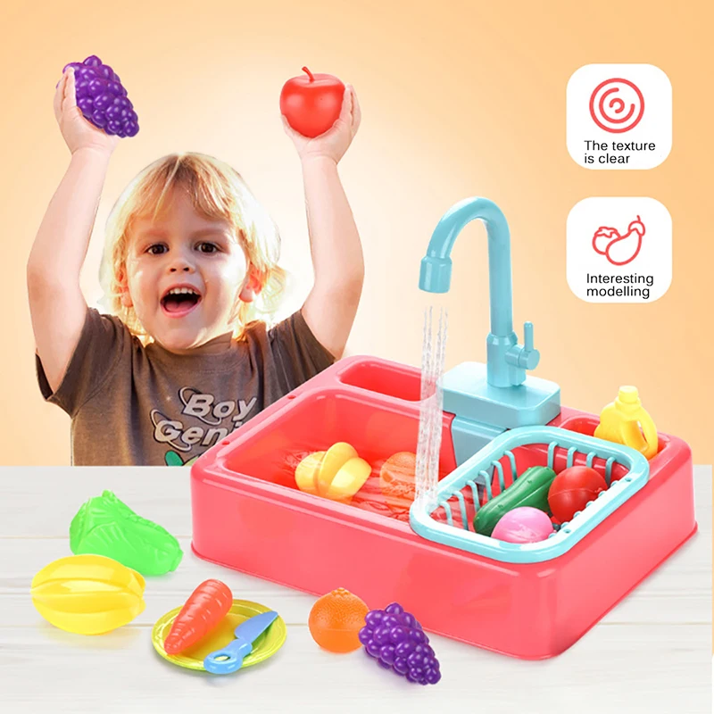 

Kid Kitchen Toy Set Simulated Electric Dishwasher Pretend Play House Toys Sink Dish Washing Set Dishwasher Toys