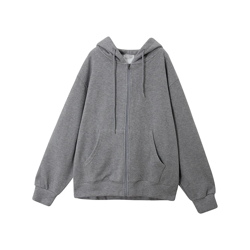 

zip-up Women Korean Style hoodies Vintage Solid Color Long Sleeve Oversized Hooded Sweatshirt Lady Women Casual Large Coats