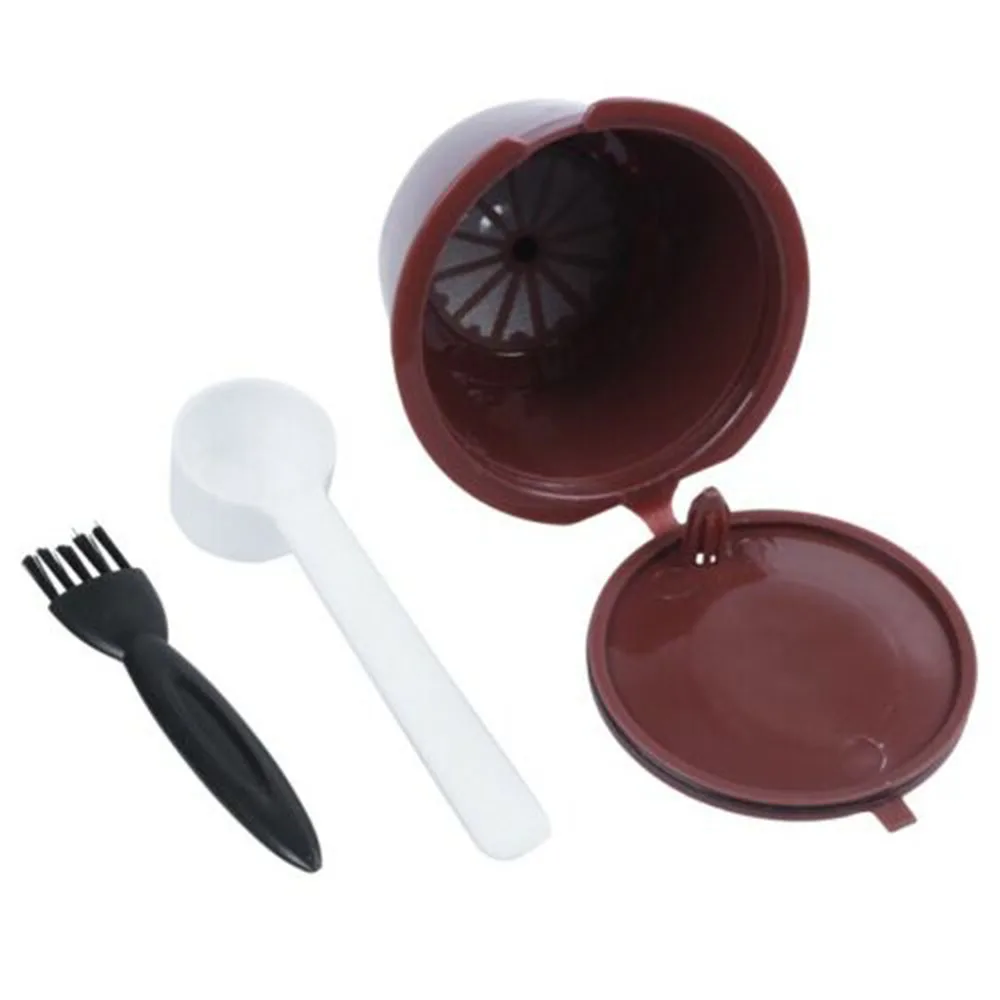 4pcs Refillable Reusable Coffee Capsules Filter with Spoon Brush for Dolce Gusto kitchen and coffee shop supplies