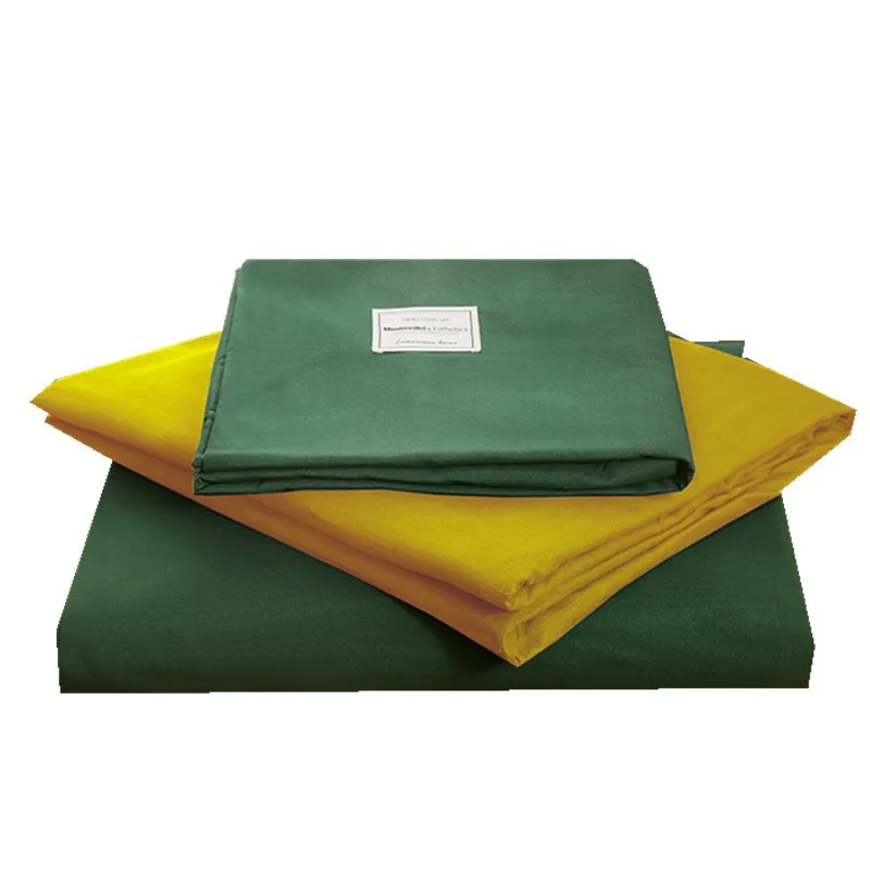 

European and American simple plain double solid color brushed four-piece set of imitation pure cotton bedding
