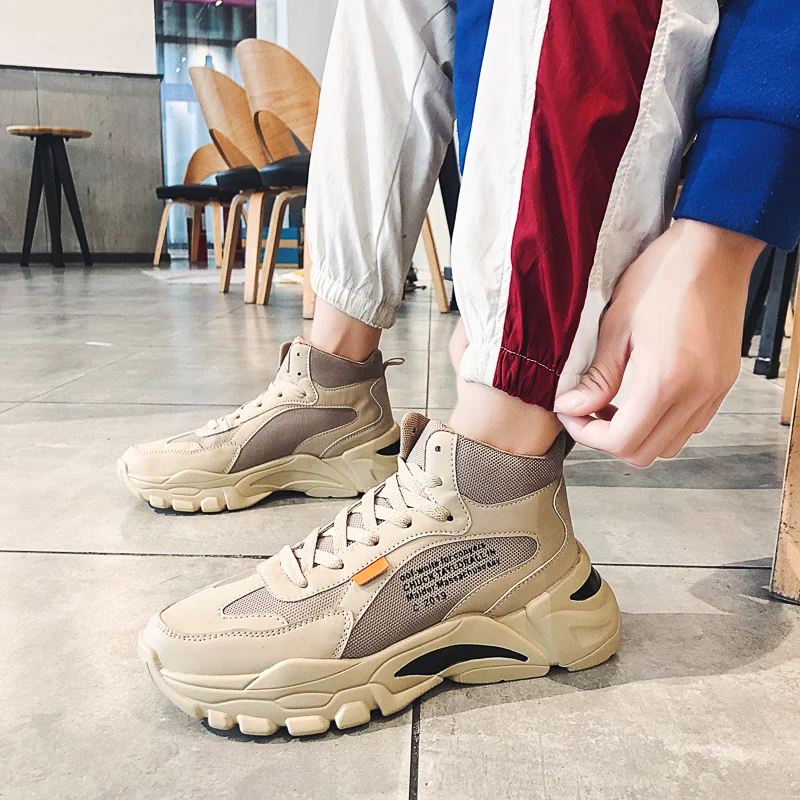 Новинка мужские кроссовки с высоким берцем прогулочная обувь на плоской подошве