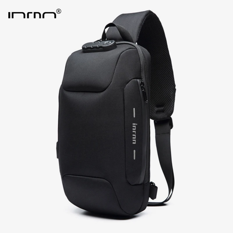 

inrnn Multifunction Shoulder Bag Men Anti-theft Sling Messenger Bags Male Waterproof Crossbody Bag USB Charging Chest Pack New