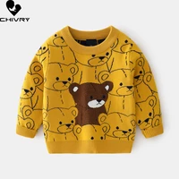 new kids children fashion pullover sweater autumn winter boys cute cartoon bear o neck knitted jumper sweaters tops clothing
