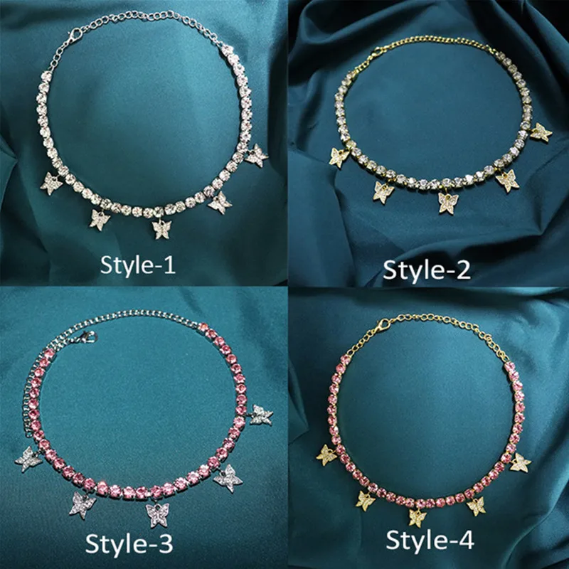 

Hot sale Butterfly Rhinestone Anklet Woman Golden Silvery Crystal Gules Jewellery Fashion Luxurious Bracele Hip hop Popular