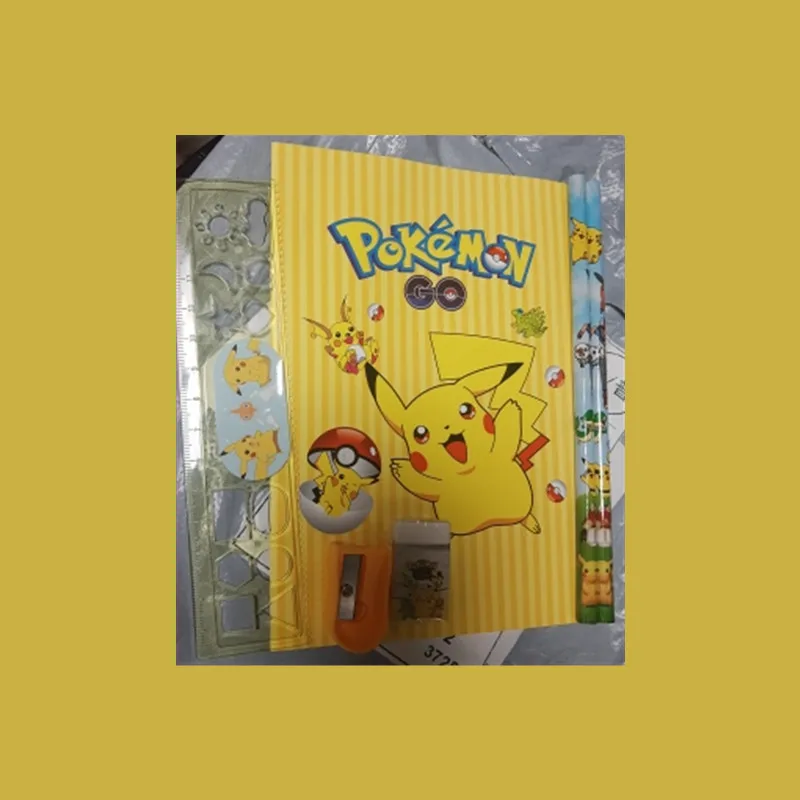 Аниме Набор Переносной канцелярии Pokemon Pikachu Милый Карикатурный Студенческий Ящик Для Карандашей Фигурка Игрушка В Подарок Детям.