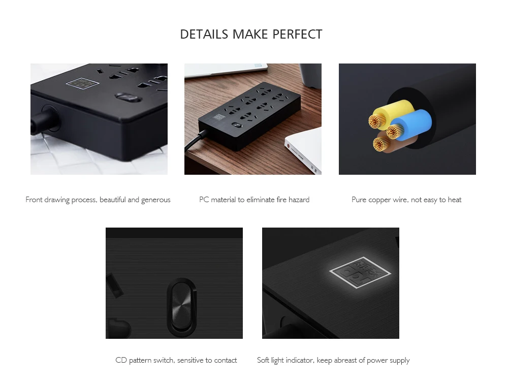 Xiaomi Youpin 6 ports Wireless Power Socket Converter Patch Panel Overload Protection 750 Flame Retardant Smart Home | Обустройство