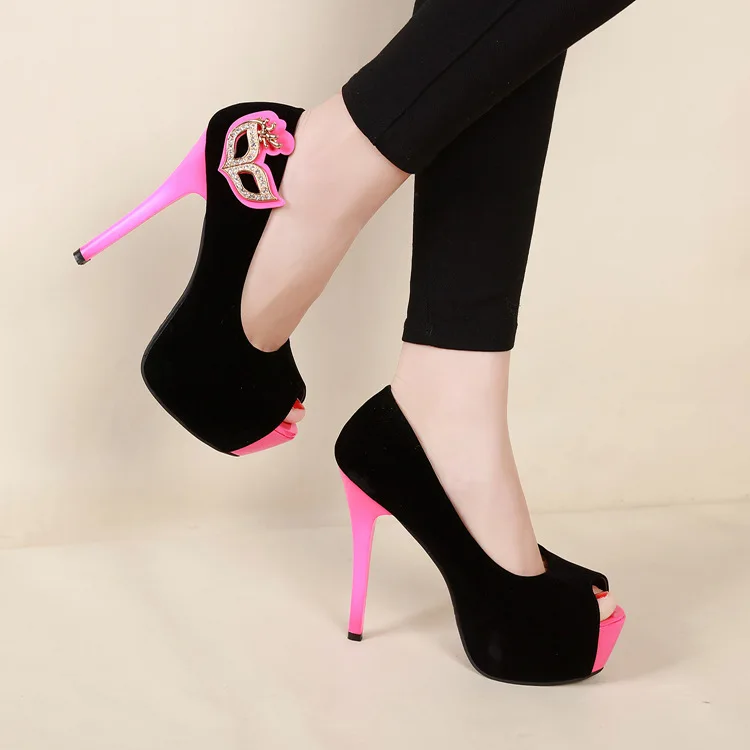 Новые 14 см Туфли с очень высокими каблуками стразы Свадебная обувь на платформе