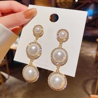 vintage baroque pearl tandem personality womens earrings exaggerated women jewelry fashion simple 2021 trend hanging earrings
