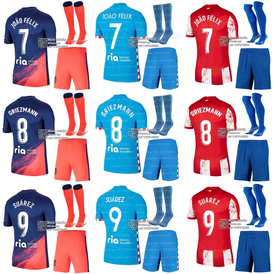 

21 22 Atletico MadridES SAUL SUAREZ CORREA DIEGO COSTA New Kids Kit Shirt JOAO FELIX LEMAR VITOLO LODI LEMAR 2021 Child Shirt