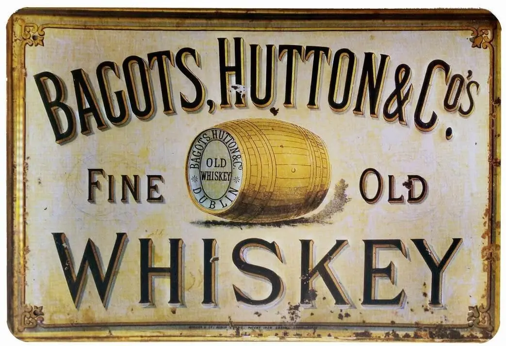 

Bagots,Hutton Fine Old Whiskey Retro Vintage Tin Sign 12" X 8"