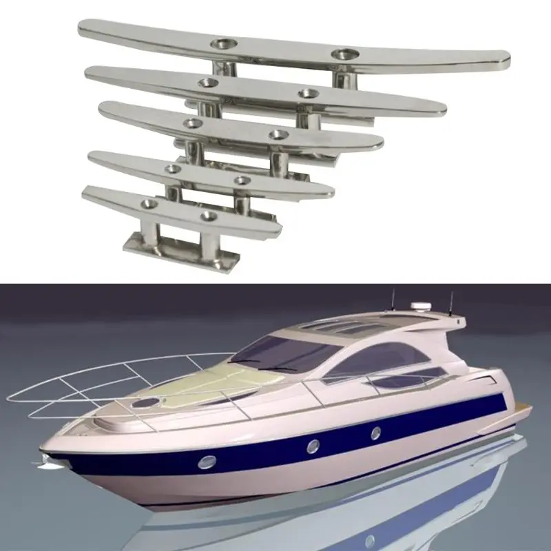 

316 Stainless Steel Boat Cleat Low Flat Cleat For Marine Boat Deck Rope Tie 4" 5" 6" 8" 10" Lock Bolt Boat