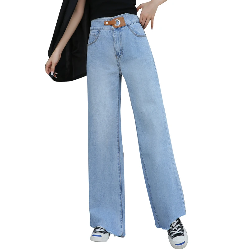 

TongSiHai Jeans Women Ladies Fashion High Waist Wide Leg Denim Pants Girls Loose Straight Streetwear Vaqueros Mujer