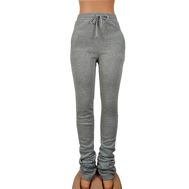 

Women's Casual Stacked Pants Ruched Pleated Workout Joggers Trousers with Pockets Fashion Solid High Waist Drawstring Sweatpants
