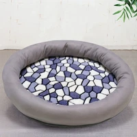 wholesale coral velvet round soft comfortable calm pet bed luxury washable plush doughnut dog bed cat bed pet sofa