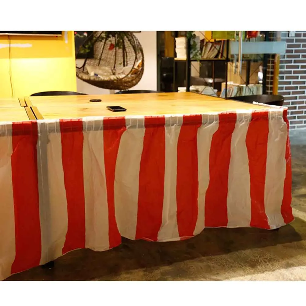 Полосатая настольная юбка из ПВХ для стола двусторонняя лента дизайн вечерние