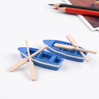 mini resin boat with paddle creativity micro landscape blue diy figurines ship small ornaments miniature garden decor