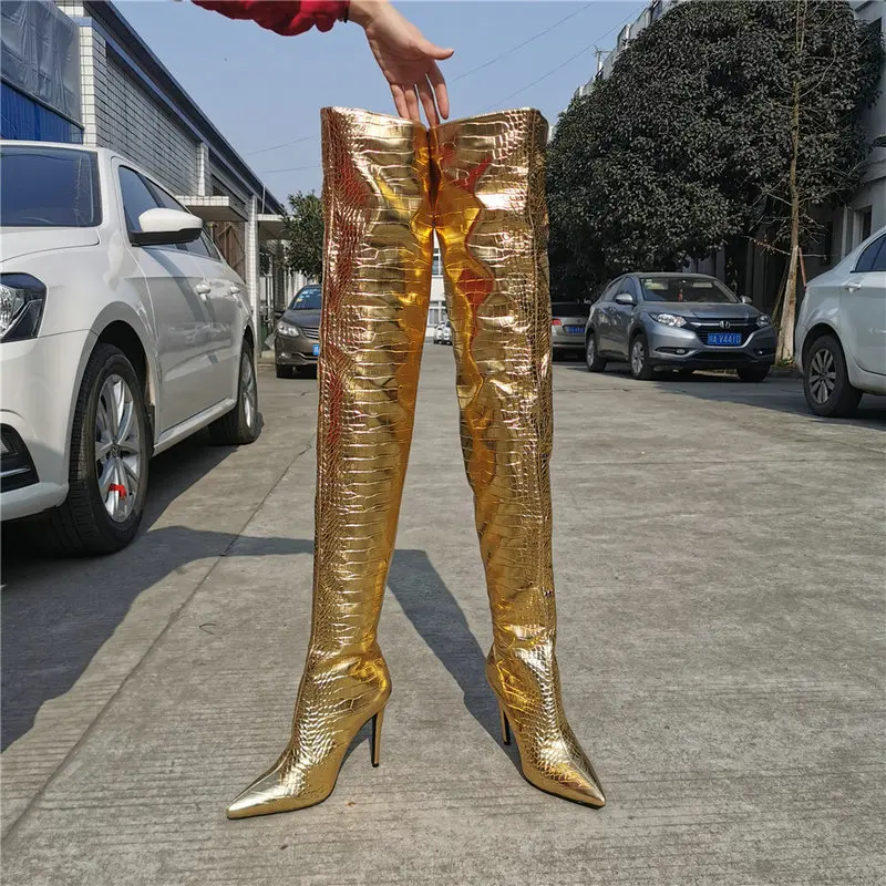 

TXCNMB High Heels Long Boots Women Sexy Over The Knee Boots Ladies Leather Night-club Dancing Fetish Shoes Lady Big Size