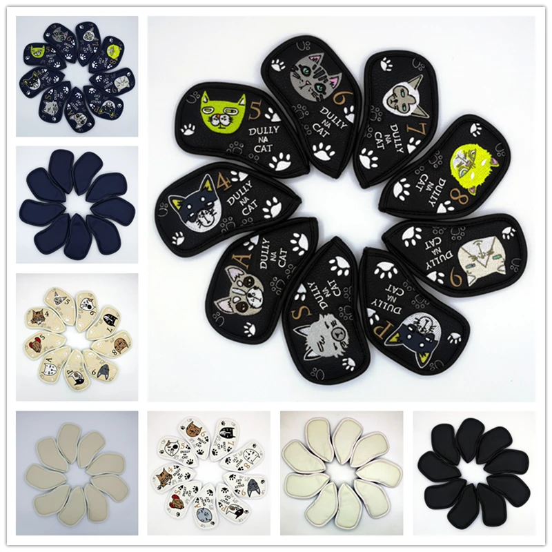 Тускло на кошка клюшки для гольфа Headcovers из искусственной кожи клюшек набор