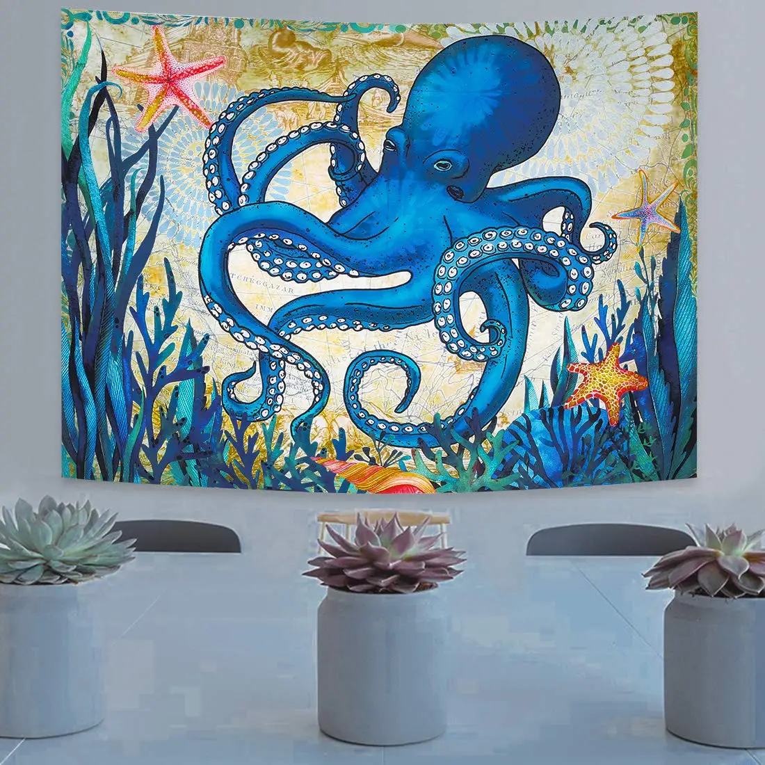 Настенный Гобелен Octopus Fun с мандалой морская жизнь богемное настенное