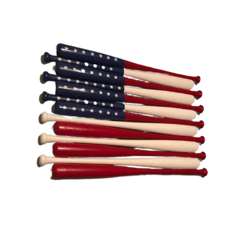 

Wooden Baseball Pole Pendant with American Flag Pattern Home Independence Day Decoration Memorial Day Wall Decor JS23