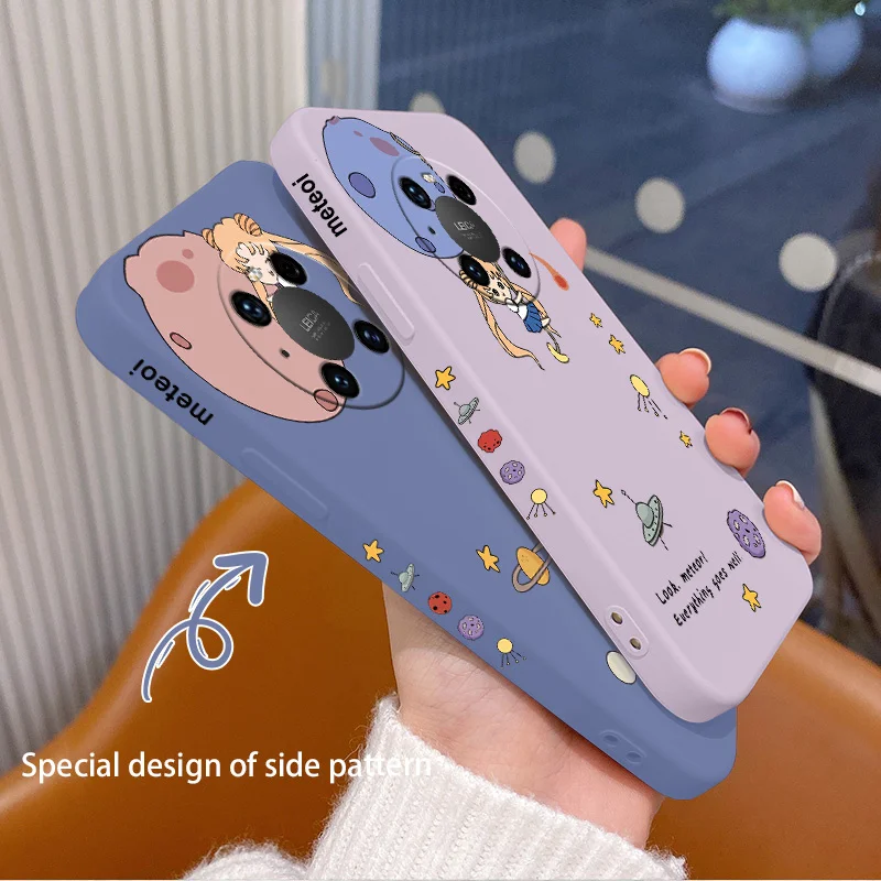 

Ash Ball Beautiful Girl Phone Case For Huawei Mate 40 40Pro 40Lite Pro Lite Liquid Silicone Cover
