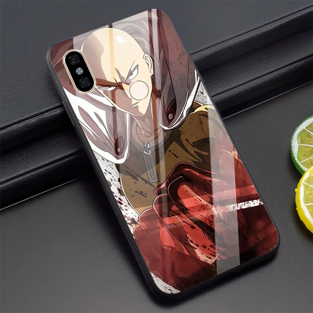 One Punch Man Phone Cover For Redmi 4X Tempered Glass Case Mi A1 A2 8 Lite 9 Poco F1 6A Note5/6/7 Pro | Мобильные телефоны и