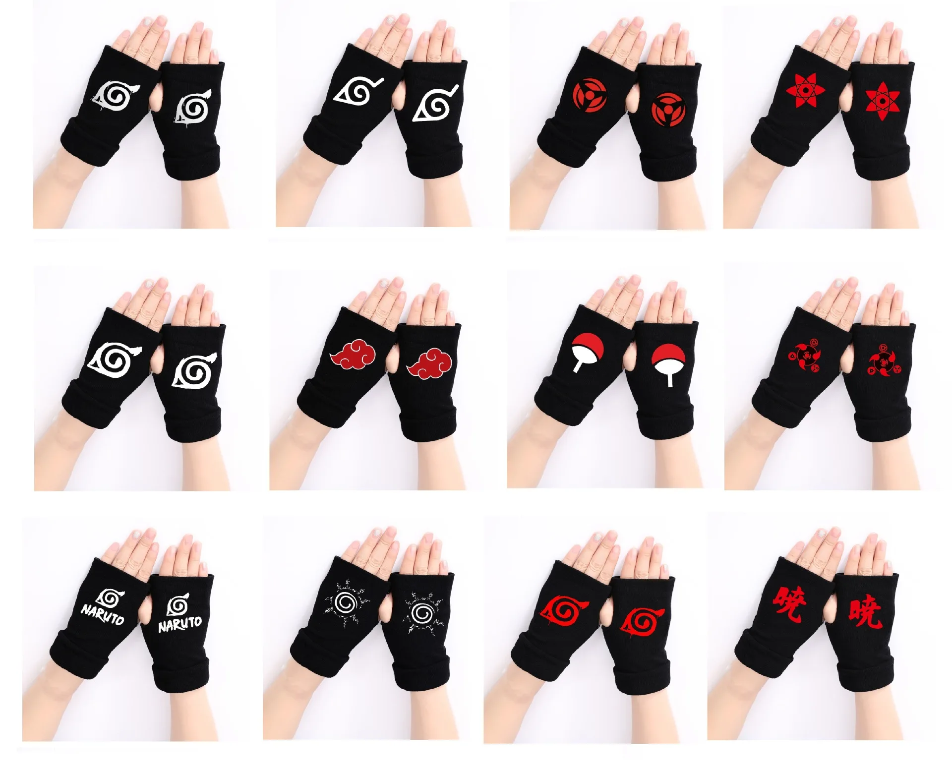 

Animation peripheral Ninja gloves two dimensional peripheral Ninja logo warm thickened double-layer cotton luminous gloves