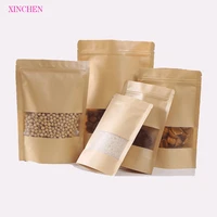 20pcs kraft paper bags candies gift paper bags with zip lock wedding birthday party kids favors cookies packing supplies