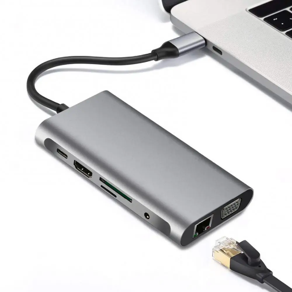

10 In 1 Type C HUB Docking Station Hub HDMI-compatible Adapter With USB3.0 Charging Card Reader Hub Dock Adapter