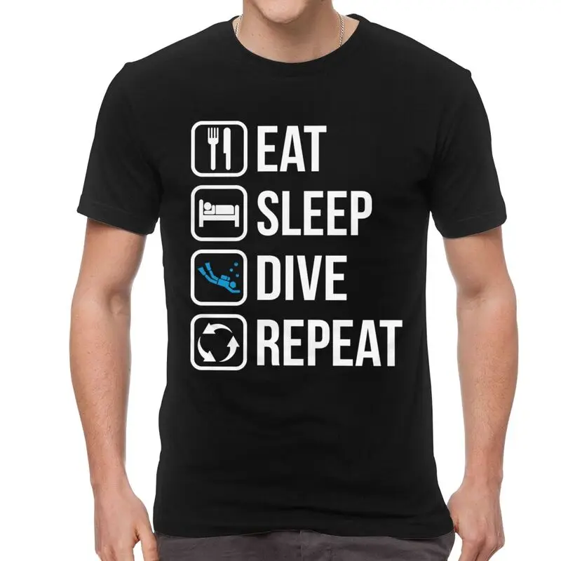 

Eat Sleep Scuba Dive Repeat T-shirt Men Fashion T Shirt Short Sleeve 100% Cotton Diving Diving Tshirt Urban Tee Tops