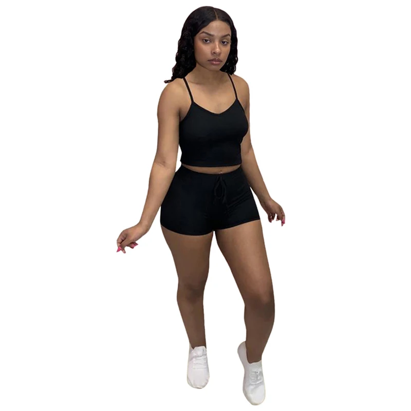 Модные Повседневные однотонные байкерские шорты комплект из 2 предметов женский