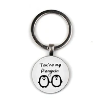 alloy key chain 25mm key chain youre my penguin couple key chain