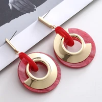 gold plated metal post stud ear jewelry for women bling shiny red purple blue green acrylic earrings