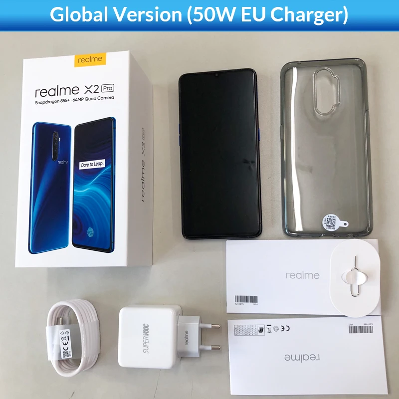 Глобальная версия realme X2 Pro 8GB 128GB 6 5 ''мобильный телефон Snapdragon 855 Plus 64MP Quad camera nfc 50W