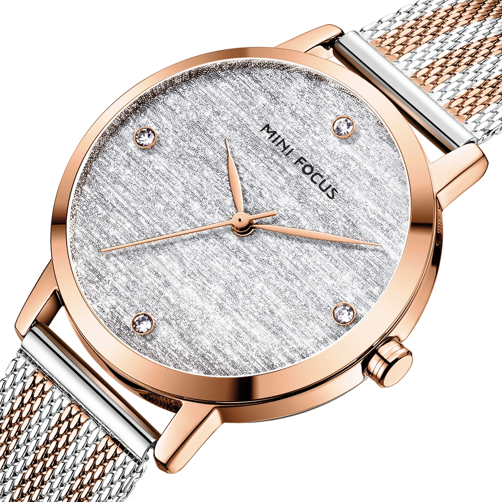 Мини фокус женские часы люксовый бренд модные повседневные кварцевые розовое