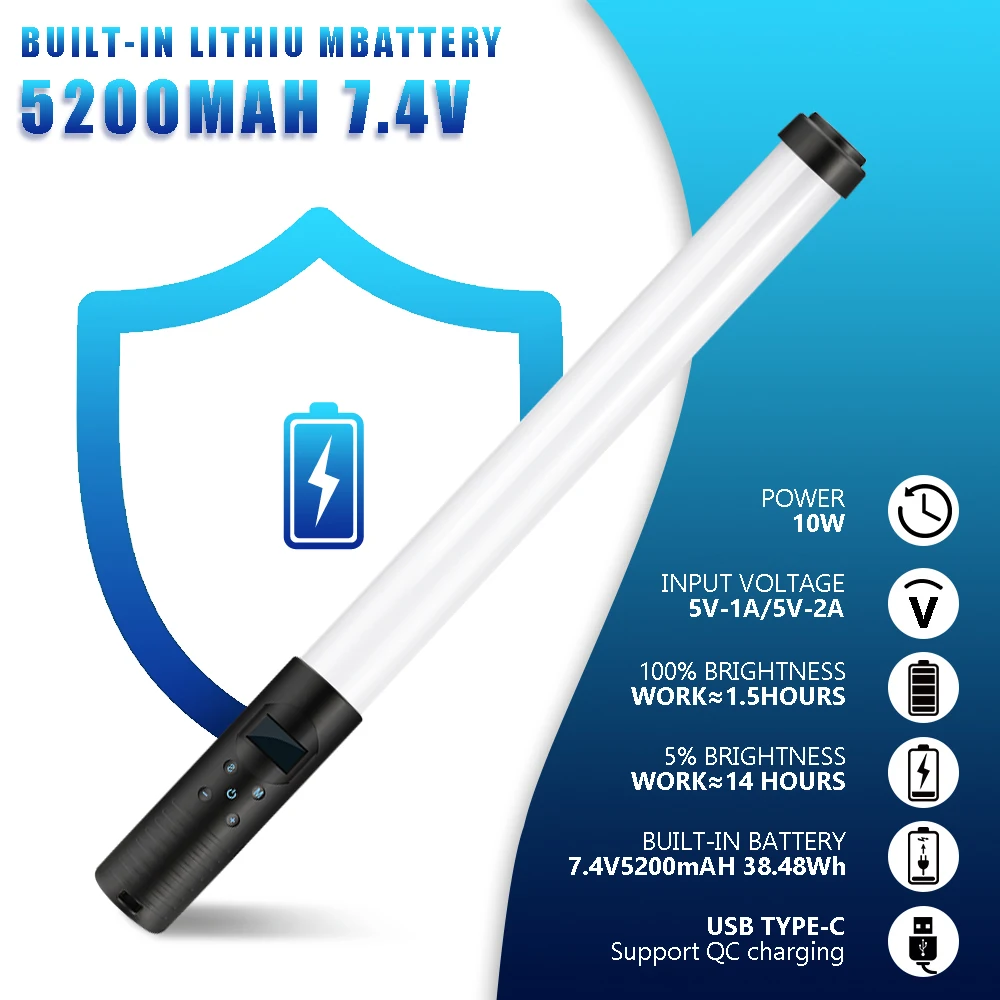 RGB-палка заполняющий свет ручной светодиодный светильник палочка со штативом