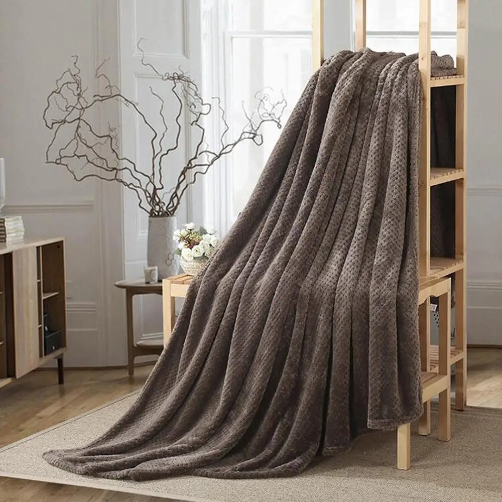 Однотонное Сетчатое одеяло в клетку супермягкое теплое из кораллового флиса