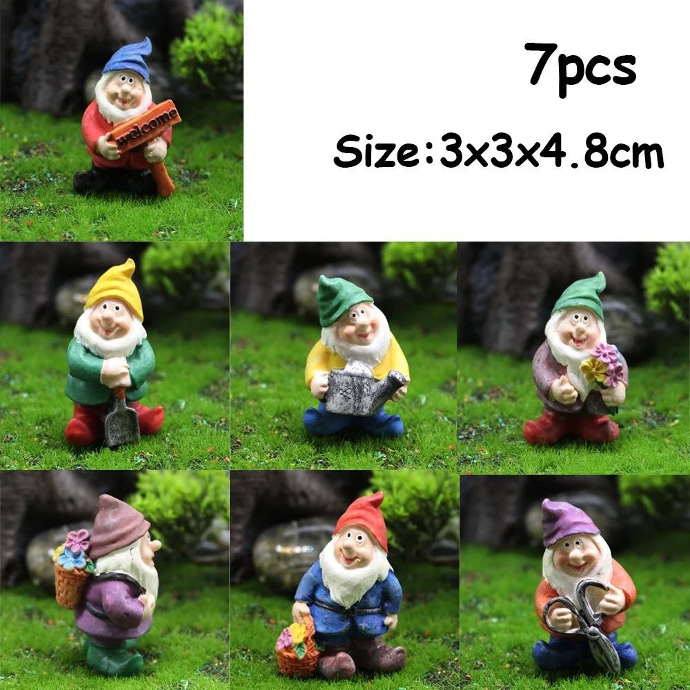 7 шт Миниатюрный гном фигурки мини садовый украшения набор смолы статуи Феи