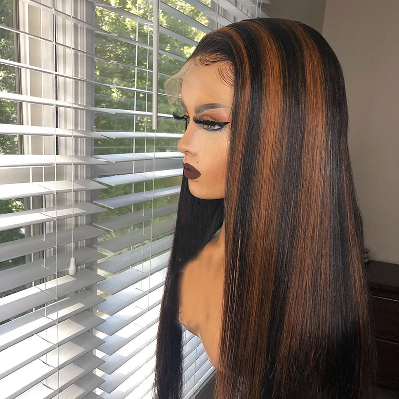 Парики на сетке с эффектом омбре коричневые прямые человеческие волосы парики