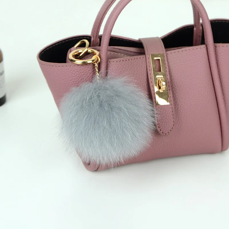 Настоящее большой Лисий меховой помпон брелок пушистый кулон Для женщин Шарм