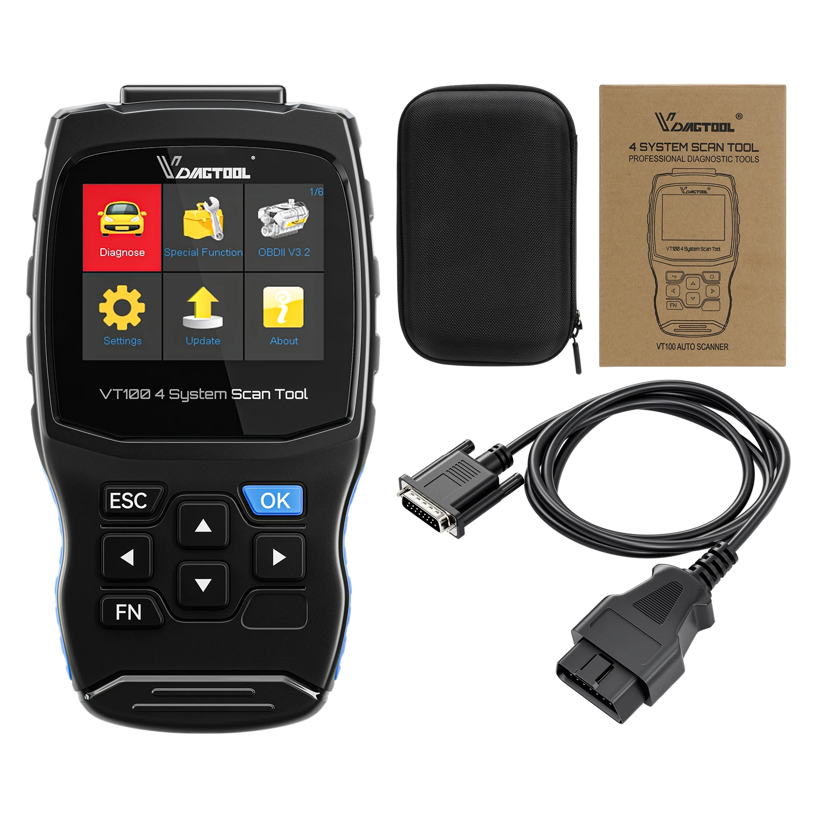 2022 Newest VDIAGTOOL VT100 Engine Analyzer OBD2 Diagnostic tools ABS SRS Transmission EOBD Code Reader Oil reset OBD 2 Scanner |