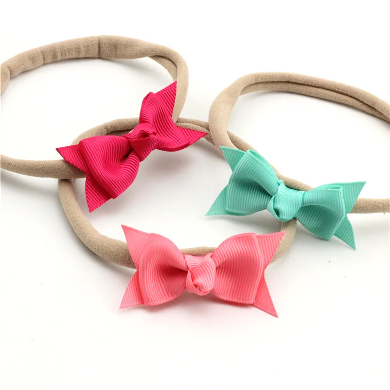 Ободок для волос с бантом новорожденных нейлоновая обтягивающая повязка на