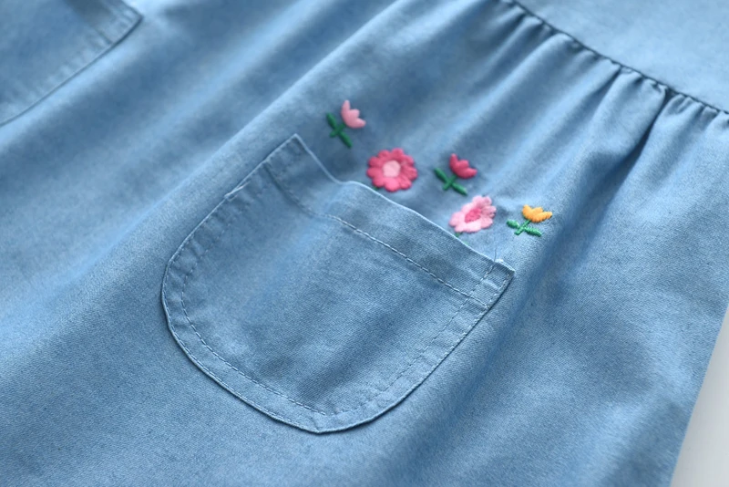 LOVE DD&ampMM Girls Dresses Children's Wear Pocket Flower Embroidery Round Neck Sleeveless Denim Dress | Детская одежда и